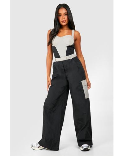 Boohoo Contrast Detail Cargo Trousers - Blue
