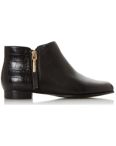 Dune 'pandan' Leather Ankle Boots - Black