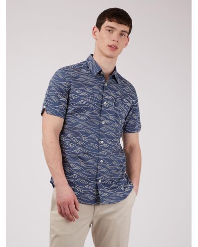 Ben Sherman Wave Print Shirt - Blue