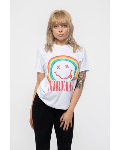 Nirvana Rainbow Grunge Smile T Shirt - White