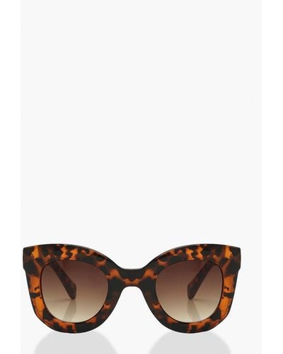 Boohoo Tort Chunky Oversized Sunglasses - Brown