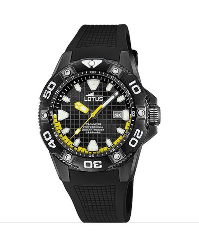 Lotus Diver Stainless Steel Sports Analogue Quartz Watch - L18928/2 - Black