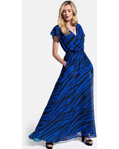 Hot Squash Chiffon Wrap-top Maxi Dress - Blue