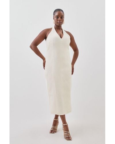 Karen Millen Plus Size Figure Form Bandage Textured Knit Midi Dress - Multicolour