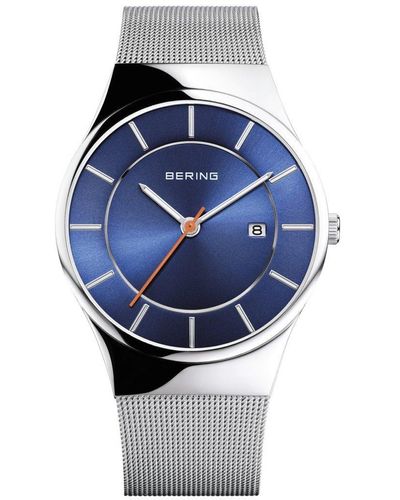Bering Stainless Steel Classic Analogue Quartz Watch - 12939-007 - Blue