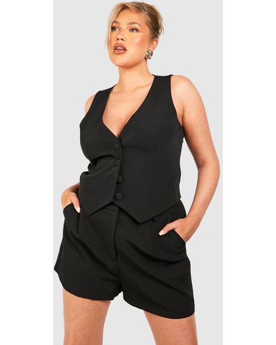 Boohoo Plus Tailored Short - Black