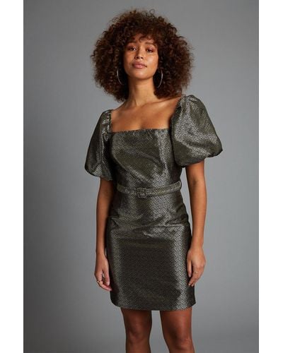 Dorothy Perkins Gold Jacquard Mini Dress - Metallic