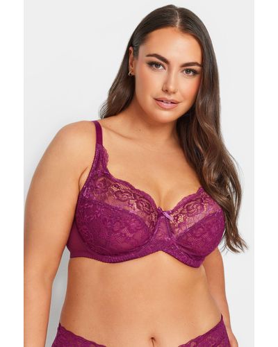 Yours Stretch Lace Non-padded Wired Bra - Purple