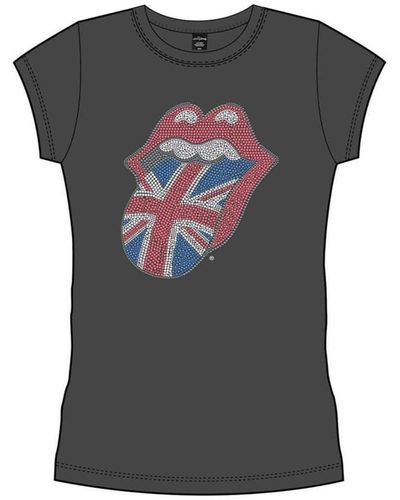 The Rolling Stones Classic Union Jack Diamante Logo T-shirt - Black