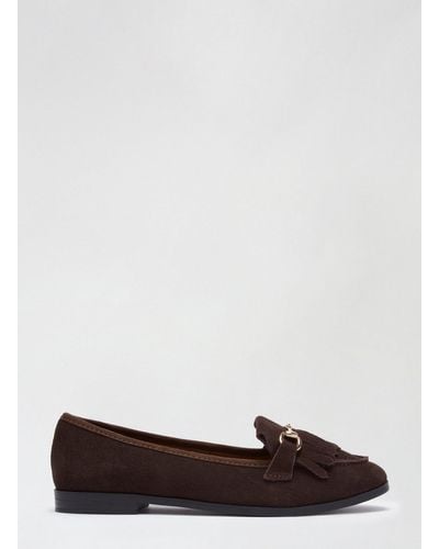 Dorothy Perkins Wide Fit Chocolate Lime Loafers - Brown