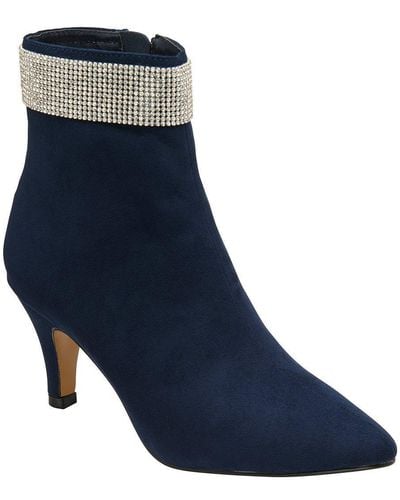 Lotus Navy & Diamante 'krystal' Ankle Boots - Blue