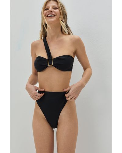 Nasty Gal One Shoulder Buckle Bikini Set - Black