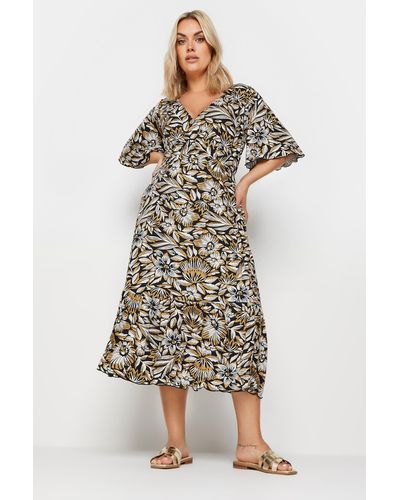 Yours Printed Wrap Dress - Black