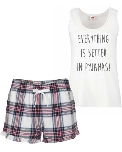 60 SECOND MAKEOVER Everything Is Better In Pyjamas Pyjama Set - White