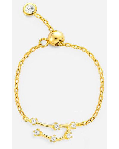 MUCHV Gold Capricorn Zodiac Constellation Chain Ring - Adjustable - Metallic