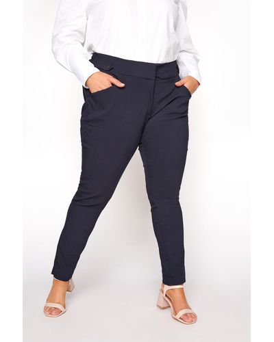 Yours Bengaline Stretch Trousers - Blue