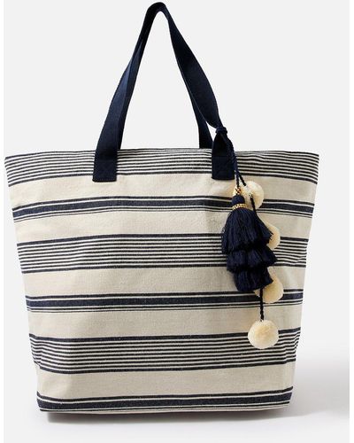 Accessorize Nautical Stripe Woven Tote Bag - Blue