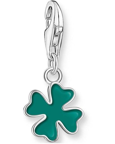 THOMAS SABO Jewellery Green Clover Sterling Silver Charm - 2017-007-34 - Blue