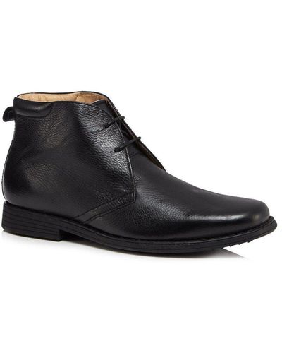 DEBENHAMS Wide Fit Leather Chukka Boots - Black