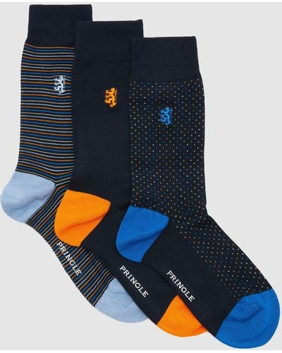 Pringle of Scotland 3 Pack Fashion Dot Socks - Blue