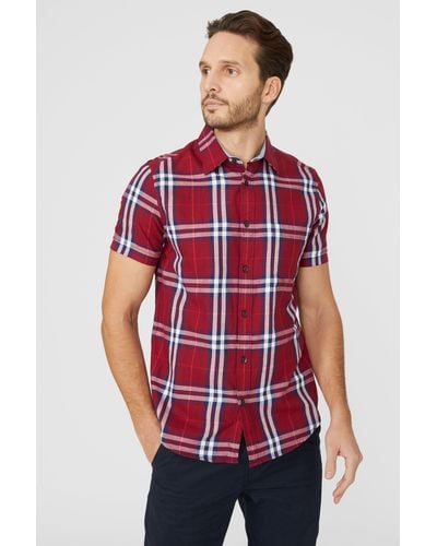 MAINE Grid Check Shirt - Red