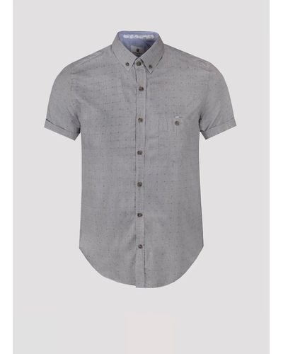 Steel & Jelly Grey Dotted Slim Fit Short Sleeve Shirt