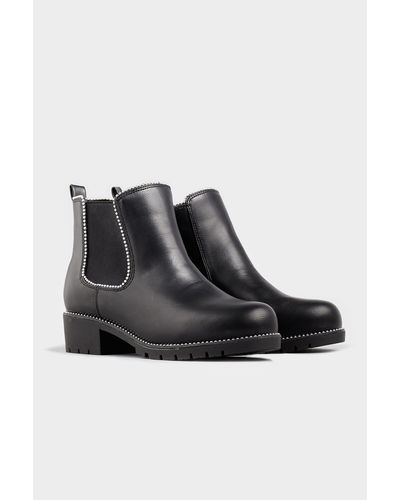 Yours Extra Wide Fit Studded Chelsea Boots - Black