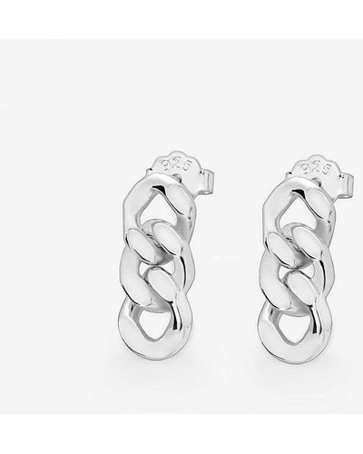 MUCHV Silver Chain Dangle Stud Earrings - Metallic
