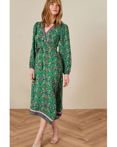 Monsoon 'emmy' Scarf Print Midi Dress - Green