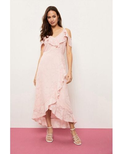 Wallis Tall Jacquard Cold Shoulder Dress - Pink