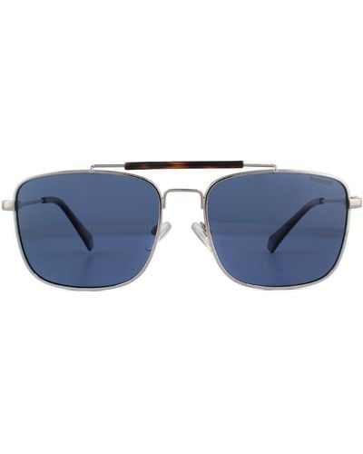 Polaroid Aviator Ruthenium Blue Polarized Sunglasses
