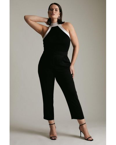 Karen Millen Plus Size Essential Tailored Slim Leg Trousers - Black