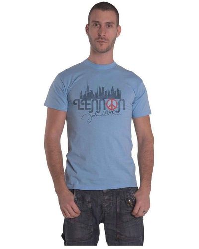 John Lennon Nyc Skyline Cotton T-shirt - Blue