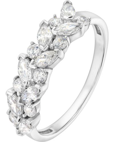 The Fine Collective Sterling Silver Cubic Zirconia Vintage Band Ring - White