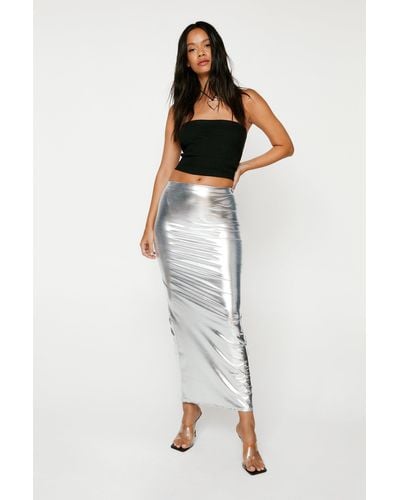 Nasty Gal High Shine Maxi Skirt - Metallic