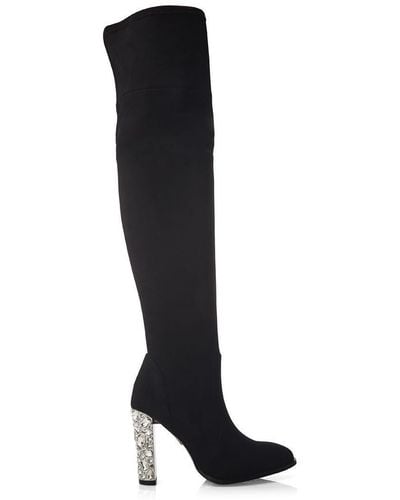 Moda In Pelle 'zamaria' Alcantara Heeled Boots - Black