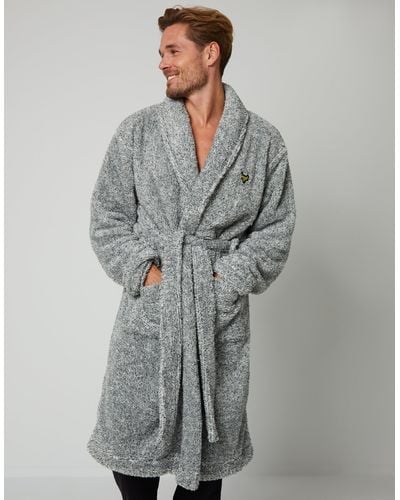 Threadbare 'robert' Teddy Fleece Dressing Gown - Grey