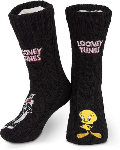 Looney Tunes Tweety&sylvester Slipper Socks - Black