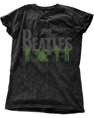 Beatles Saville Row Line Up Snow Wash T Shirt - Black