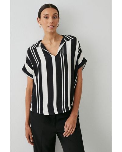 PRINCIPLES Black Stripe Collared Shirt