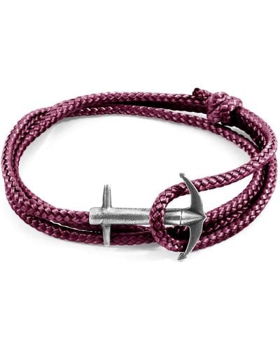 Anchor and Crew Admiral Anchor Silver And Rope Bracelet - Purple
