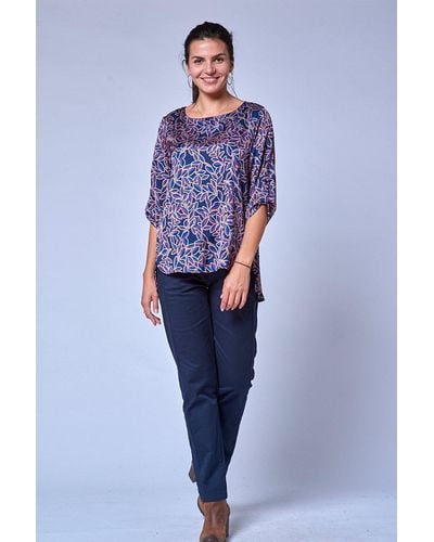 Luca Vanucci Tuscany Leaves Casual Top - Blue