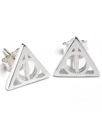 Harry Potter Sterling Silver Deathly Hallows Earrings - White