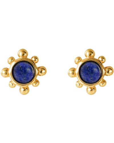 The Fine Collective Lapis Bridal Earrings 18ct Gold Plated Sterling Silver - Blue