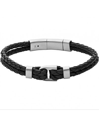 Fossil Heritage Leather Bracelet - Jf04202040 - Black