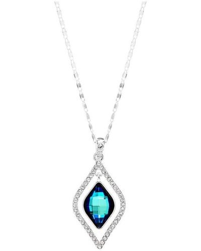 Jon Richard Silver And Blue Pendant Necklace Embellished With Crystals - White