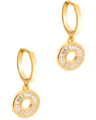 Pure Luxuries Gift Packaged 'nabby' 18ct Yellow Gold Plated 925 Silver & Cubic Zirconia Drop Circle Hoop Earrings - Metallic