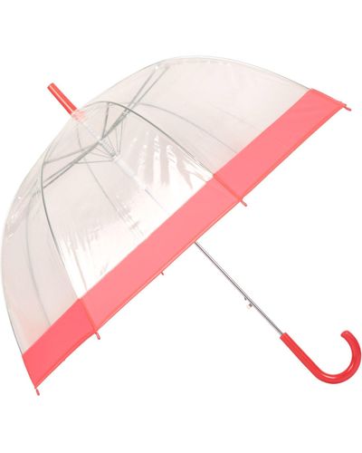 Mountain Warehouse Dome Umbrella Windproof Lightweight See Through Transparent - Red