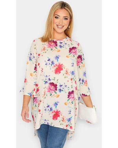 Yours Flute Sleeve Tunic Top - White