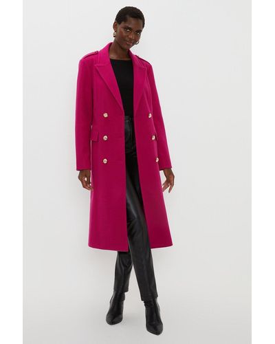 Wallis Pink Military Double Breasted Coat